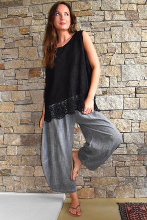 Veronica Embroidered Tank Black